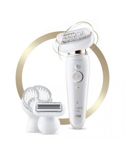 Braun Silk-épil 9 Flex 9-030 - Epilatore Elettrico Donna Bianco/Oro Con Testina Flessibile Per Un’Epilazione Più Semplice