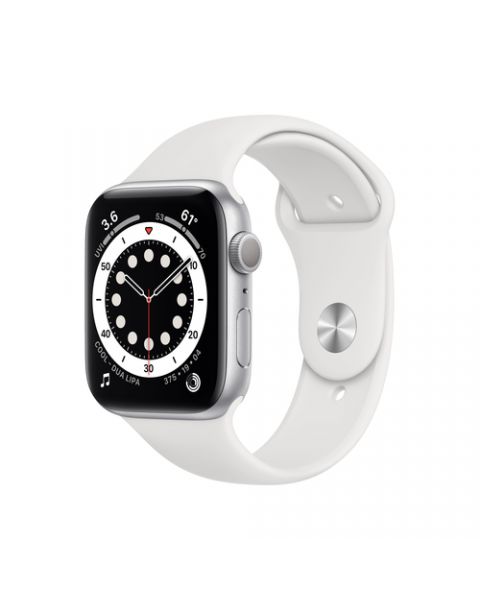 Apple Watch Serie 6 GPS, 44mm in alluminio argento con cinturino Sport Bianco